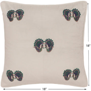 handmade  Pillow Ivory Blue Hand-Woven SQUARE VELVET EMBR pillow